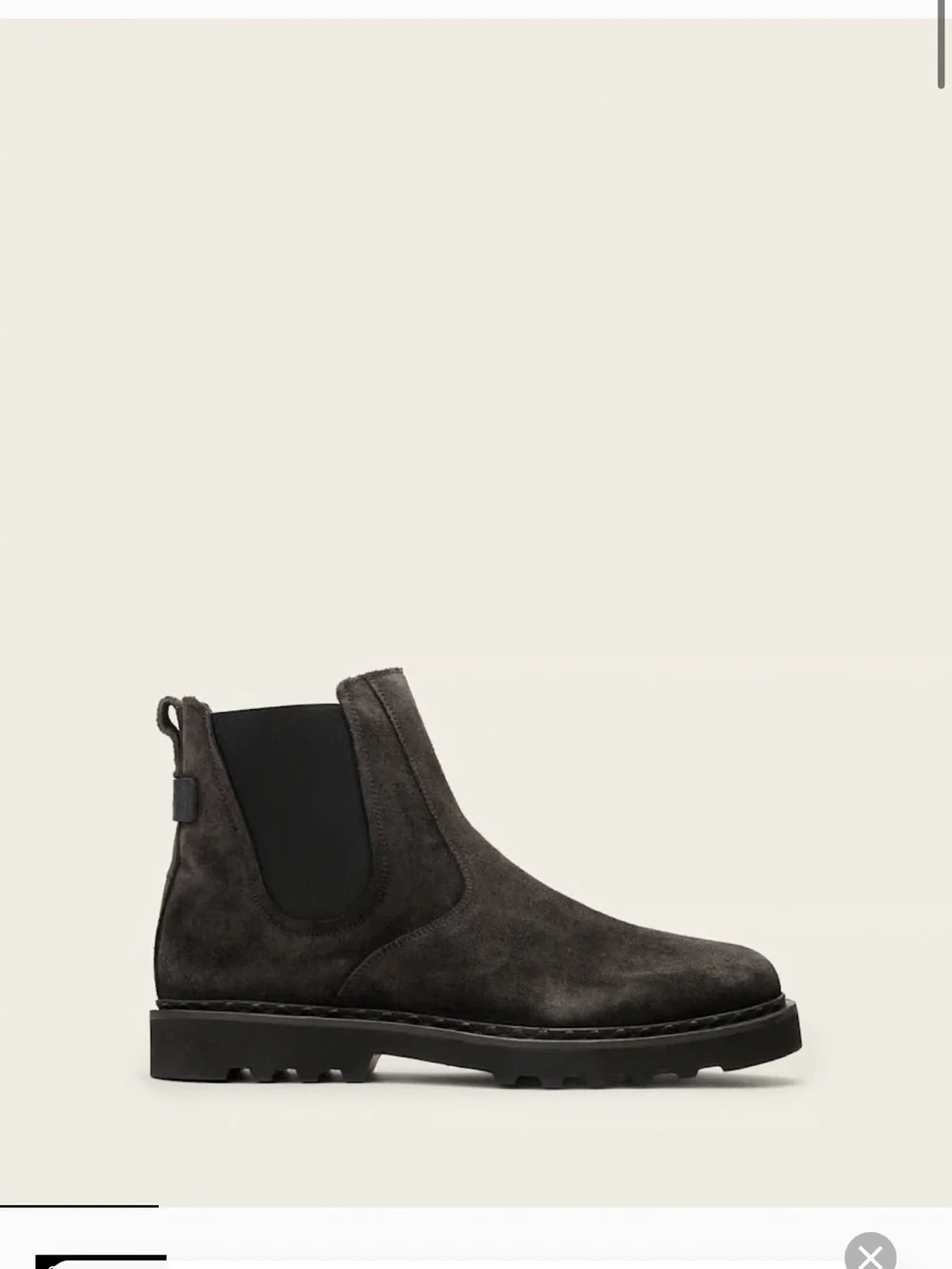 AllSaints Men's Dark Gray Suede Chelsea Boots